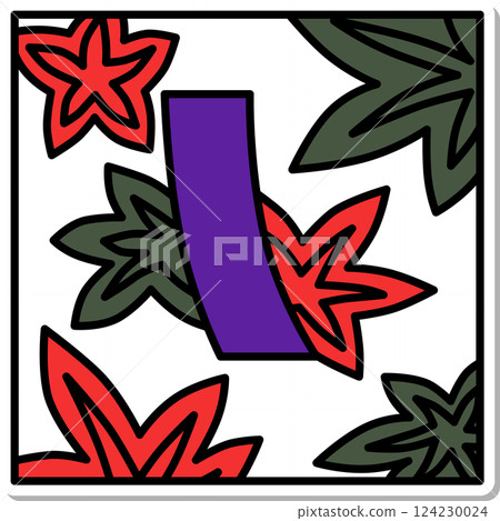 Sticker-style square simple Hanafuda card Kannazuki Autumn leaves Blue short October Autumn leaves and blue short Sticker-style square simple Hanafuda card Kannazuki Autumn leaves Blue short October Autumn leaves and blue short 124230024