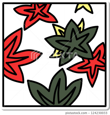 October Hanafuda Sticker-style square simple Hanafuda card... - Stock Illustration ...