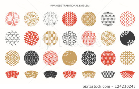 日本圖案框架與符號集/手繪日式設計 日本圖案框架與符號集/手繪日式設計 124230245