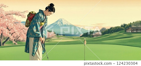 櫻花飄舞的揮桿-浮世繪高爾夫幻想 櫻花飄舞的揮桿-浮世繪高爾夫幻想 124230304