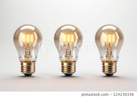 Three lamps isolated on white background. Set or collection. Generated AI 124230336