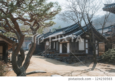 Ancient Korean Architectural Scenery on daytime 124230563