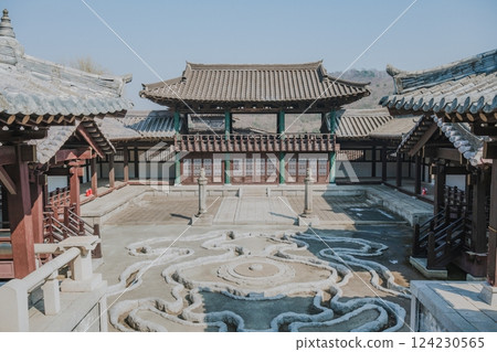 Ancient Korean Architectural Scenery on daytime Ancient Korean Architectural Scenery on daytime 124230565