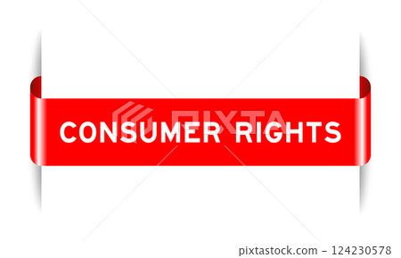 Red color inserted label banner with word consumer rights on white background Red color inserted label banner with word consumer rights on white background 124230578