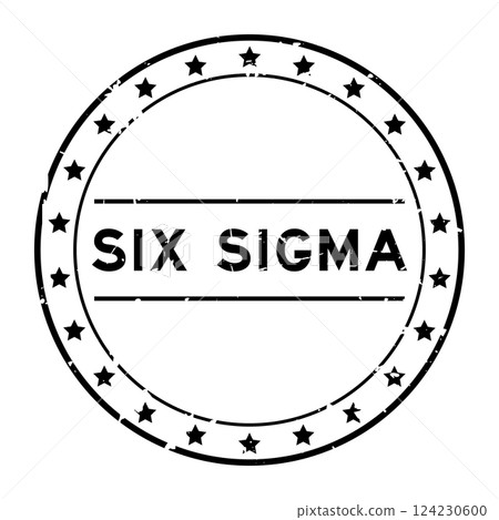 Grunge black six sigma word round rubber seal stamp on white background Grunge black six sigma word round rubber seal stamp on white background 124230600