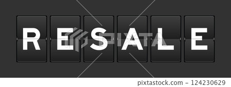 Black color analog flip board with word resale on gray background 124230629