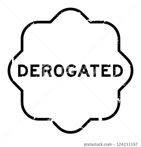 Grunge black derogated word rubber seal stamp on white background 124231197