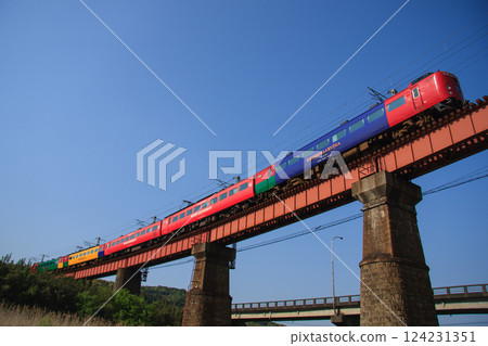485 series train crossing the Dairokuhachisaka River Bridge (JR Kyushu) 485 series train crossing the Dairokuhachisaka River Bridge (JR Kyushu) 124231351