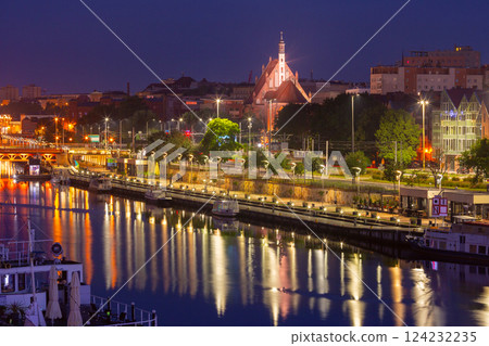 Oder River waterfront in Szczecin Poland at dawn Oder River waterfront in Szczecin Poland at dawn 124232235
