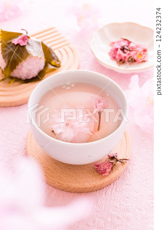 櫻花茶、櫻花湯、鹽漬櫻花 124232374