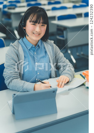 high school student, studying, digital tablet 124232390