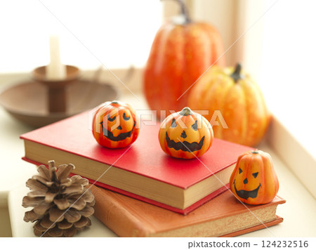 Halloween image on the windowsill Halloween image on the windowsill 124232516