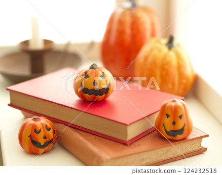 Halloween image on the windowsill 124232518