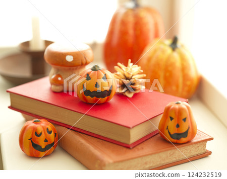 Halloween image on the windowsill Halloween image on the windowsill 124232519