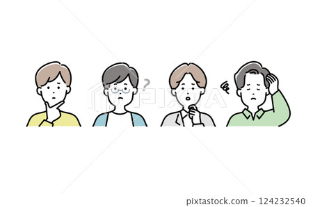 Vector illustration set of a worried man 124232540