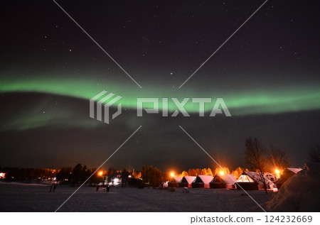 Inari, Finland, is located within the Arctic Circle and has a high chance of seeing the Northern Lights. Inari, Finland, is located within the Arctic Circle and has a high chance of seeing the Northern Lights. 124232669