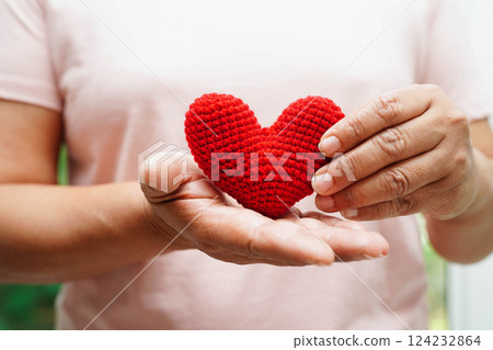Asian woman holding human internal organ model, donation charity volunteer concept. Asian woman holding human internal organ model, donation charity volunteer concept. 124232864