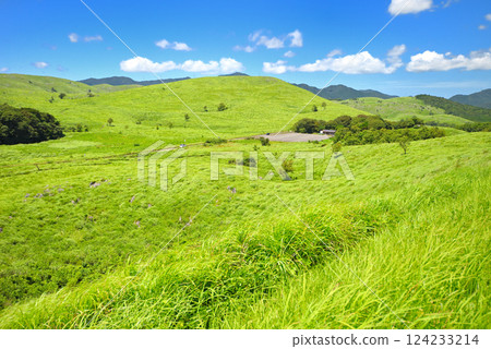 View from the Bito Observatory in Akiyoshidai, Chugoku region, Akiyoshidai Karst Road and Chojagamori Parking Lot, Miya City, Yamaguchi Prefecture 124233214