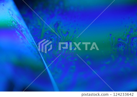 Blue liquid edge, bright rainbow, waves motion, bubbles background, bubbles connection, phenomenal abstraction, perfect glossy shapes, beautiful science 124233642