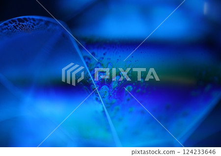 Blue liquid edge, bright rainbow, waves motion, bubbles background, bubbles connection, phenomenal abstraction, perfect glossy shapes, beautiful science 124233646
