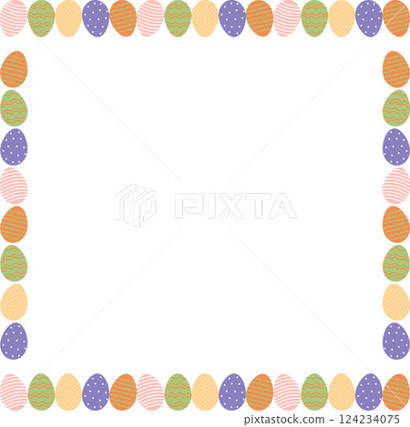 Colorful Easter eggs empty frame. Easter hunt elements with empty space for your text 124234075