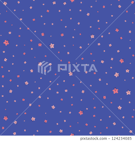 Colorful daisy flowers summer seamless pattern. Flourish art on blue background. Floral Easter vector 124234085