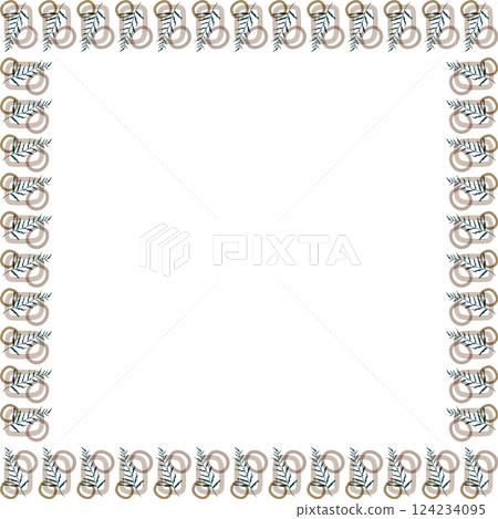 Square border frame template with flourish decoration. Plant branches empty frame elements 124234095