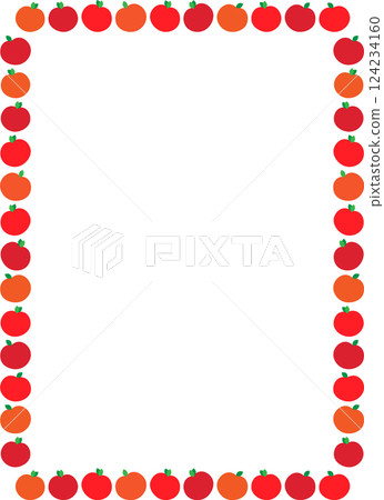 Red ripe apple fruit frame. Simple sweet fruits vector harvesting border. Free space for your text Red ripe apple fruit frame. Simple sweet fruits vector harvesting border. Free space for your text 124234160