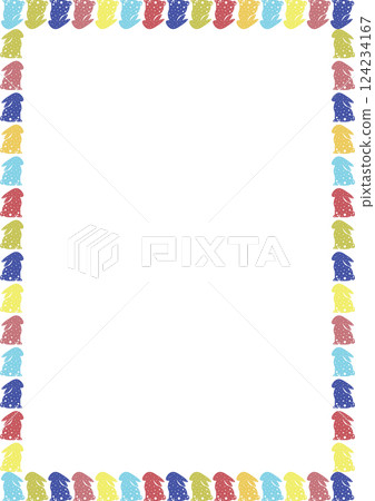 Easter rabbit in an empty frame. Easter bunny empty square template. Spring Easter bunny rabbit silhouettes 124234167