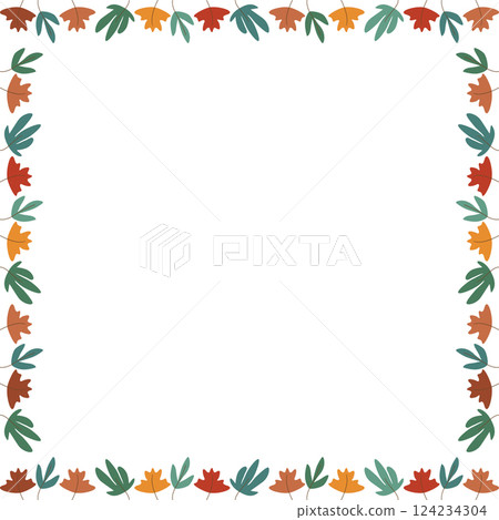 Colorful leaves autumn simple frame. Thanksgiving border template. Frame with empty space for your text Colorful leaves autumn simple frame. Thanksgiving border template. Frame with empty space for your text 124234304