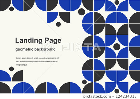 Abstract homepage design - minimalism landing page. Geometric blue elements abstract banner template 124234315