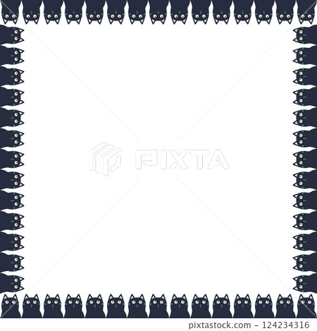 Square frame of cute domestic animals. Black cat illustration with empty space for your text Square frame of cute domestic animals. Black cat illustration with empty space for your text 124234316