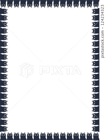 Frame of cute domestic animals. Black cat illustration with empty space for your text 124234323