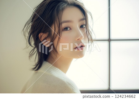 穿著春季時裝的成年女性的“AI 生成圖像” 124234662