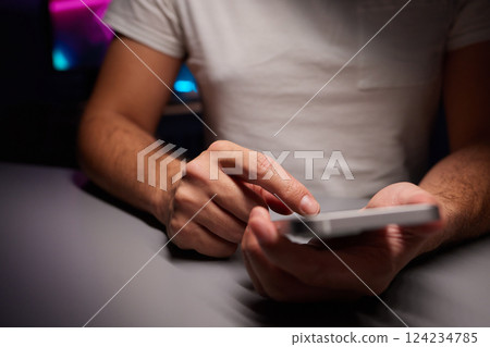 Successful of trader use phone and laptop trading stock exchange graph money 124234785