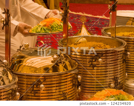 Menu in all-inclusive. Breakfast at the hotel. 124234920