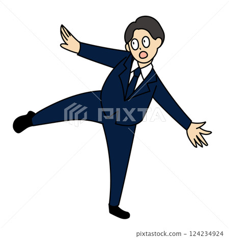 Illustration of a man in a suit in an avoidance pose Illustration of a man in a suit in an avoidance pose 124234924