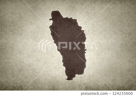 Map of Dominica on a paper 124235600