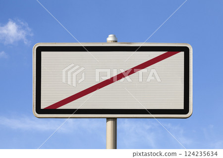 Blank French exit city sign 124235634