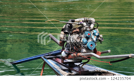 A large diesel engine for a long-tail boat used in express passenger transport 124235704