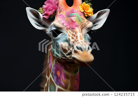 giraffe isolated on white background giraffe isolated on white background 124235715