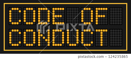 Orange color led banner in word code of conduct on black background 124235865