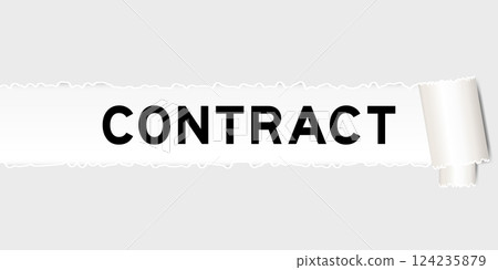 Ripped gray paper background that have word contract under torn part 124235879