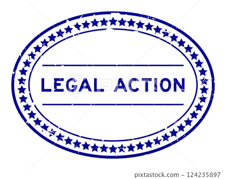 Grunge blue legal action word oval rubber seal stamp on white background 124235897