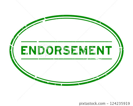 Grunge green endorsement word oval rubber seal stamp on white background 124235919