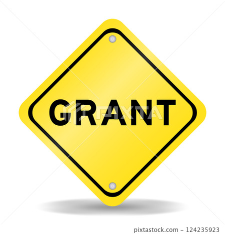Yellow color transportation sign with word grant on white background 124235923
