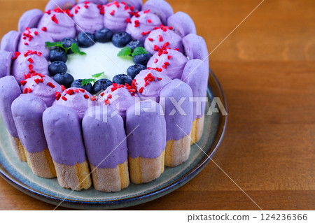 Blueberry Tiramisu Dessert with Cream and Glaze Blueberry Tiramisu Dessert with Cream and Glaze 124236366