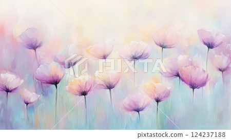 Soft florals fade into a dreamy haze of luminous colors and blurred edges for an immersive experience 124237188