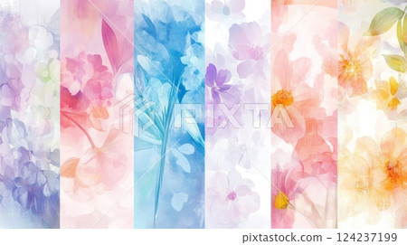 Soft-focus botanic elements with watercolor effects inspire a tranquil and ethereal ambiance 124237199