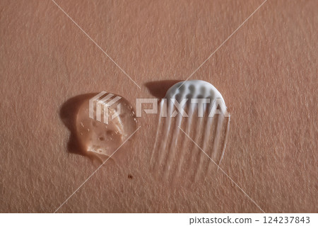 Texture of cosmetic products on skin with water reflection. Moisturizing concept. Texture of cosmetic products on skin with water reflection. Moisturizing concept. 124237843
